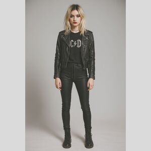 LOL Black Lace Up Front Denim Goth Rock Ankle Pants Jeans   Women's Size EU 34